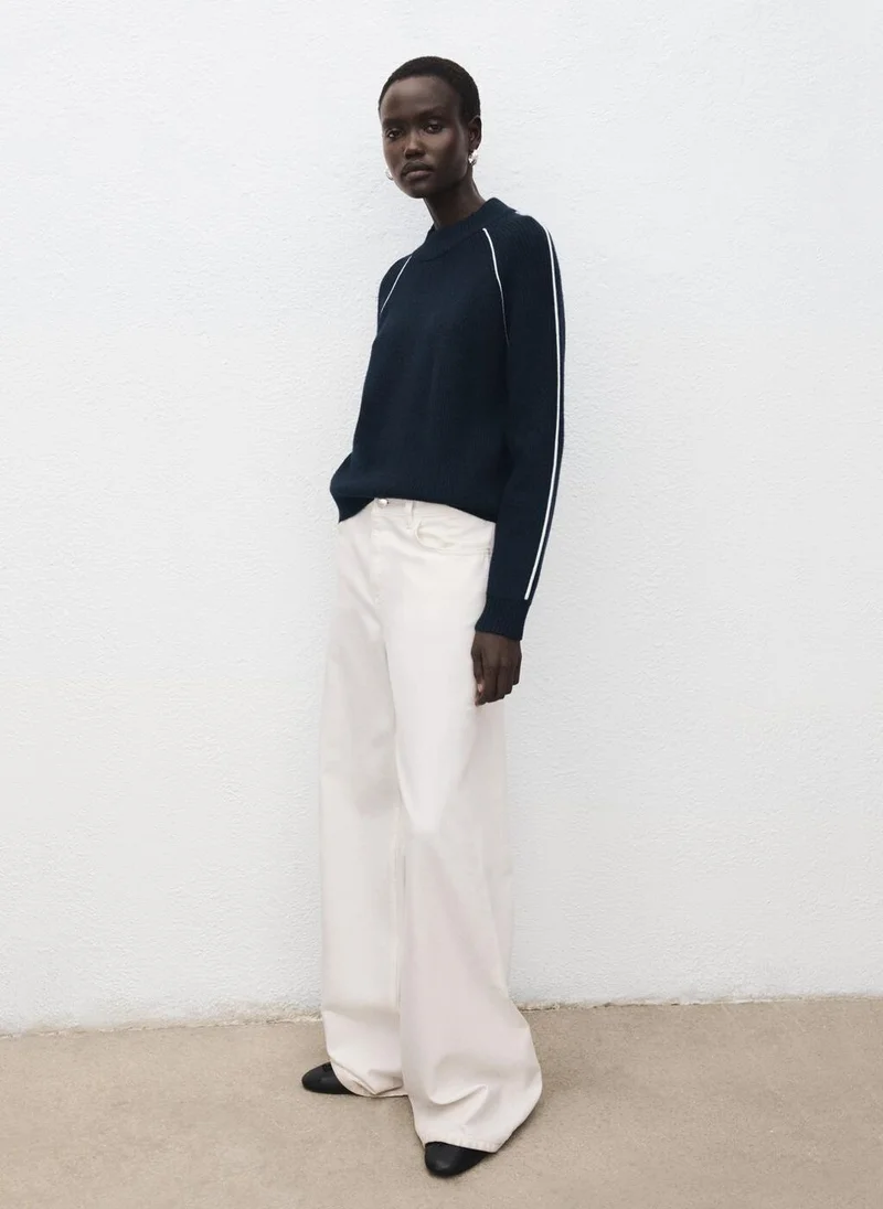Mango  Sweater with contrasting stripes and perkins collar for Women | Best Price UAE